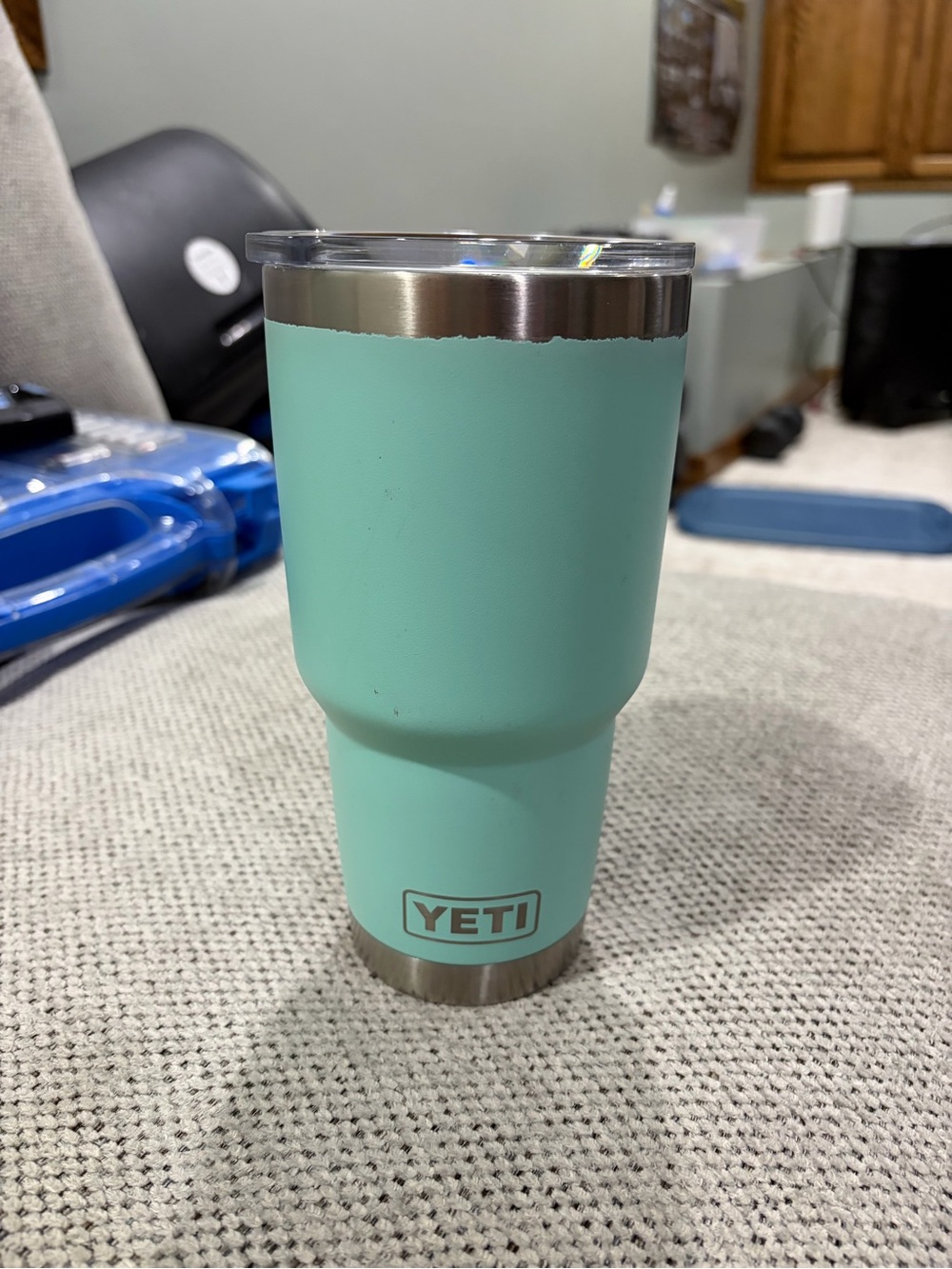 YETI Rambler 35 oz Tumbler - Seafoam Green with straw lids (no straw)